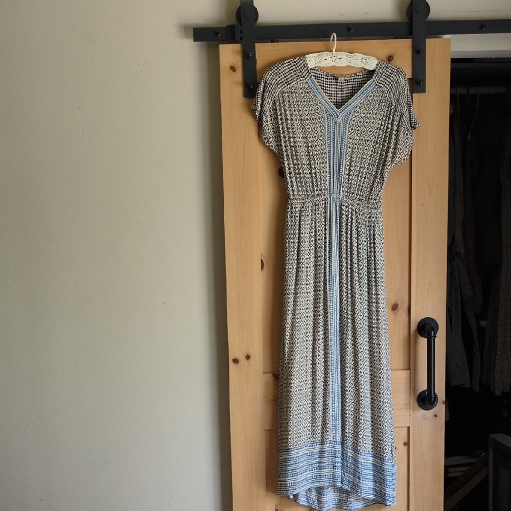 Lucky Brand Blue Patterned Maxi Dress
